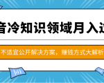 抖音冷知识领域月入过万项目，不适宜公开解决方案 ，抖音赚钱方式大解析！