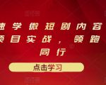 10堂速学微短剧内容制作标准与项目实战，领跑80%同行