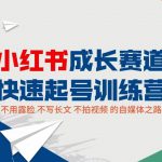 小红书成长赛道快速起号训练营，不露脸不写长文不拍视频，0粉丝冷启动变现之路