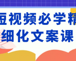 短视频必学精细化文案课，提升你的内容创作能力、升级迭代能力和变现力（价值333元）