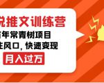 小说推文训练营，万年常青树项目，抓住风口，快速变现月入过万