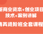 新商业资本+创业项目，技术+案例讲解，精英进阶班全套课程