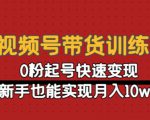 视频号带货训练营：0粉起号快速变现，新手也能实现月入10w+