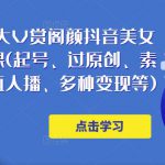 150万粉丝大V赏阁颜抖音美女号热门剪辑课(起号、过原创、素材来源、无直人‬播、多种变现等)