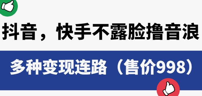 抖音快手不露脸撸音浪项目，多种变现连路（售价998）