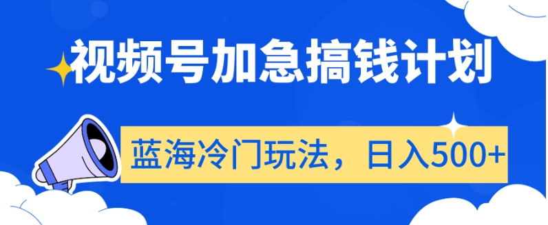 视频号加急搞钱计划，蓝海冷门玩法，日入500+【揭秘】