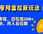 一鱼多吃，日引流200+创业粉，全平台工具号，网盘拉新新玩法月入5位数【揭秘】