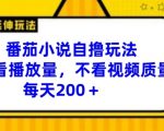 番茄小说自撸玩法，不看播放量，不看视频质量，每天200+【揭秘】