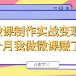 商业微课制作实战变现项目，这个月我做微课赚了2W+