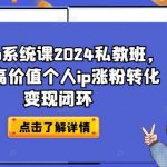 个人ip系统课2024私教班，打造高价值个人ip涨粉转化变现闭环