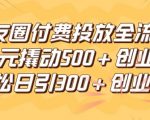 朋友圈高效付费投放全流程，100元撬动500+创业粉，日引流300加精准创业粉【揭秘】