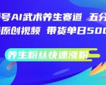 视频号AI武术养生赛道，五分钟一条原创视频，带货单日几张，养生粉丝快速涨粉【揭秘】