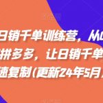 拼多多日销千单训练营，从0开始带你做好拼多多，让日销千单可以快速复制(更新24年8月)