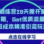 小红书训练营28天撕开流量入口第七期，Get优质流量，解锁低成本精准引流玩法