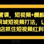 短视频运营课，短视频+模板+矩阵+直播，一套同城短视频打法，让你的实体店抓住短视频红利