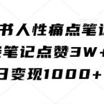 小红书人性痛点笔记，一条笔记点赞3W+，单日变现1k