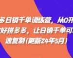 拼多多日销千单训练营，从0开始带你做好拼多多，让日销千单可以快速复制(更新24年7月)