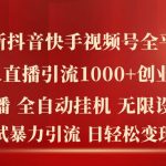 最新抖音快手视频号全平台无人直播引流1000+精准创业粉，日轻松变现5k+【揭秘】