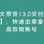 抖音图文带货13.0交付体系课【新课】，快速出单拿结果，高效做账号