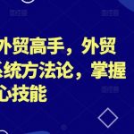 帮你成为外贸高手，外贸从0-1的系统方法论，掌握外贸的核心技能