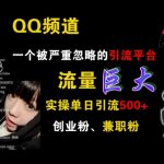 QQ频道，一个被严重忽略的引流平台，流量巨大 实操单日引流500+创业粉兼职粉【揭秘】