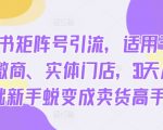 小红书矩阵号引流，适用于电商、微商、实体门店，30天从0基础新手蜕变成卖货高手