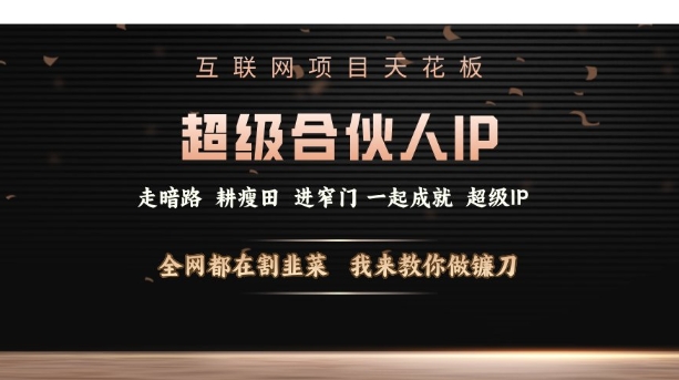 互联网项目天花板，超级合伙人IP，全网都在割韭菜，我来教你做镰刀【仅揭秘】