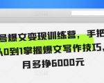 公众号爆文变现训练营，手把手教你，从0到1掌握爆文写作技巧，每个月多挣6000元