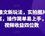 小说推文新玩法，实拍图片+小说文案，操作简单易上手，单条视频收益四位数