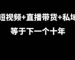 短视频+直播带货+私域等于下一个十年，大佬7年实战经验总结