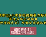 12月最新QQ小世界短视频暴力起号项目，最适合新手的项目，多种变现方式