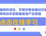 最新教辅资料项目，手把手教你通过抖音视频号快手获取精准客户及变现