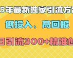 2025年最新独家引流方法，低投入高回报？当日引流300+精准创业粉